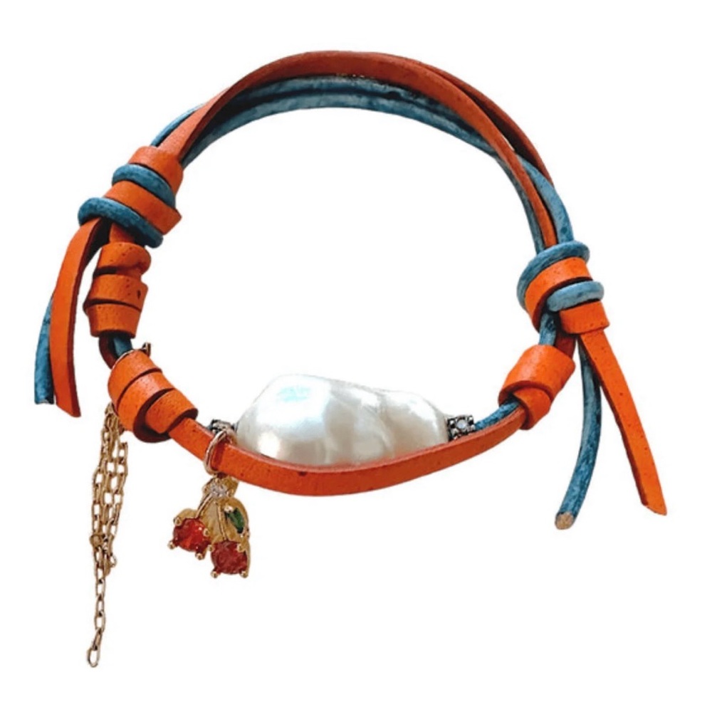 Joie DiGiovanni Tropical Diamond Baroque Pearl Cherry Chain Bracelet NWT